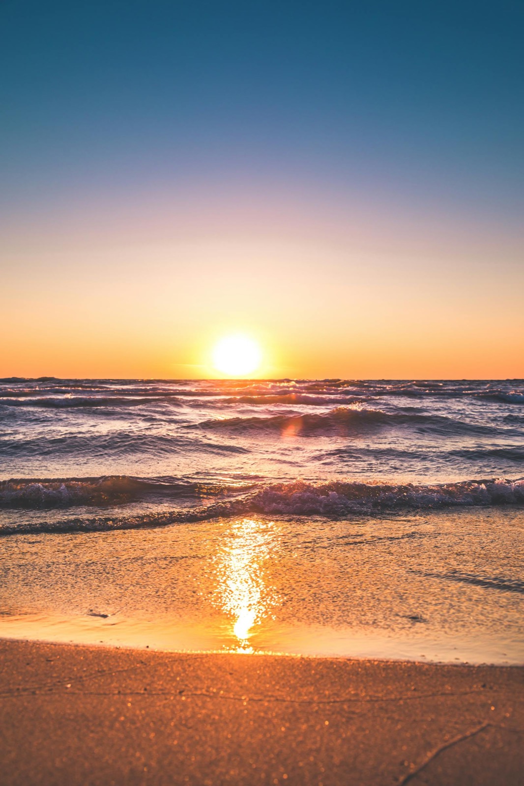 Sunset waves on the Ionian, looking west towards Corfu